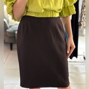 Emanuel Ungaro 100% wool pencil skirt burgundy brown size 6